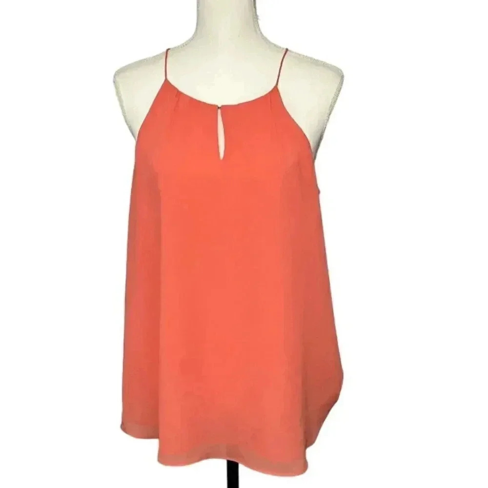 Japna size L halter tank with lace back EUC pretty salmon color